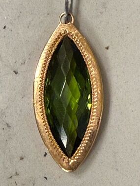 Faceted Olive Green Marquise Pendant Necklace in Gold
